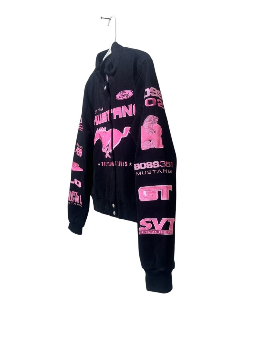 JH Design Ford Mustang Racing Jacket Womens Medium Embroidered Heavy Canvas Y2K - Picture 7 of 16
